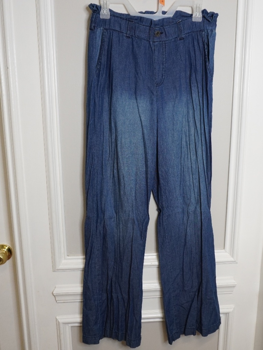 Rewash wide-leg pull-on denim trousers, Size L